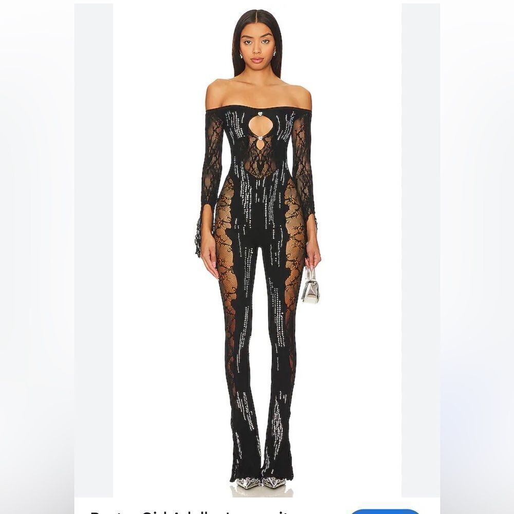 Poster Girl Adella Jumpsuit Shapewear Off The Shoulder black stretch Revolve O/S - Picture 3 of 16